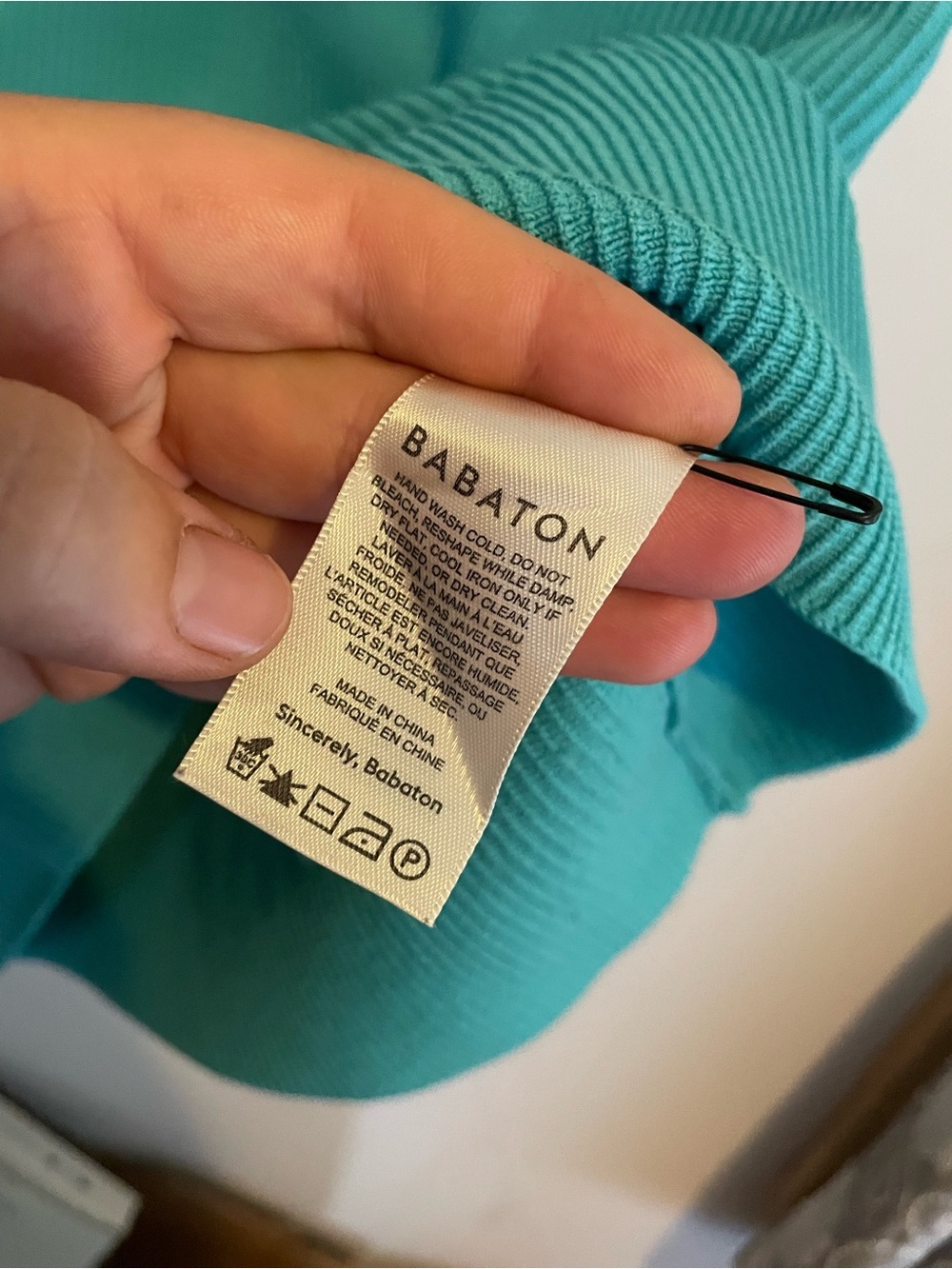 BABATON | Ribbed Turquoise Fitted Dress - Picture 2 of 3